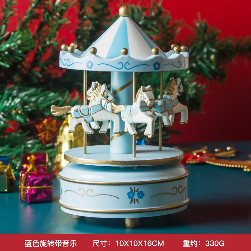 Merry-Go-Round Wooden Music Box Creative Home Decorations for Children Christmas & Birthday Presents Made of Wood
