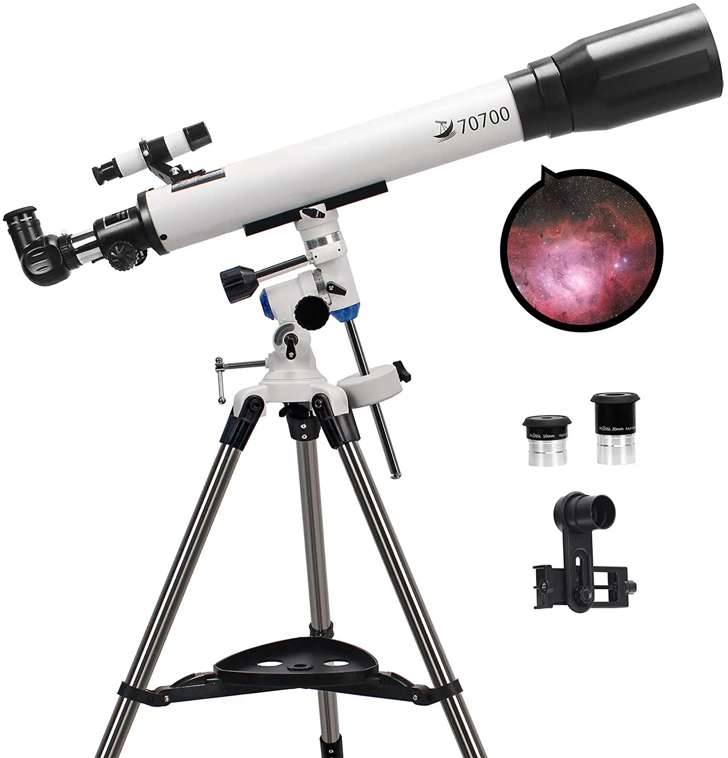 Adult telescope,70 Millimeter aperture and 700 Millimeter focal length professional astronomy refracting device telescope