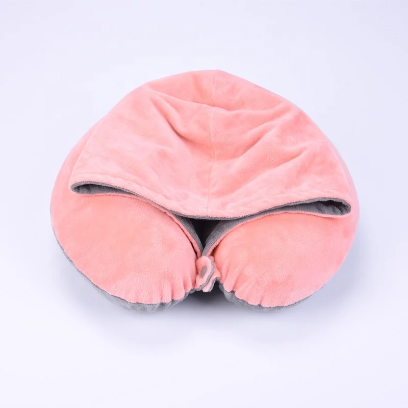 
Popular Memory Foam Neck Travel Pillow with Hood Eye Mask for Airplane 