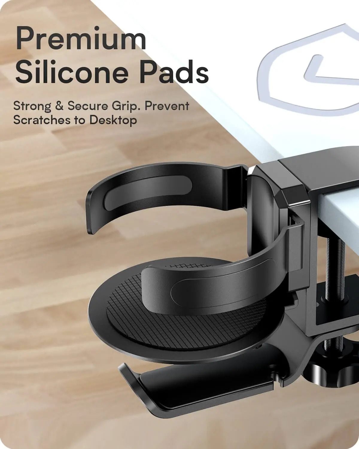 Under Table Headphone Holder Mechanical Telescoping Anti-Spill Cup-Holster 360 Rotation Hanger Stand Hook with Cable Organizer