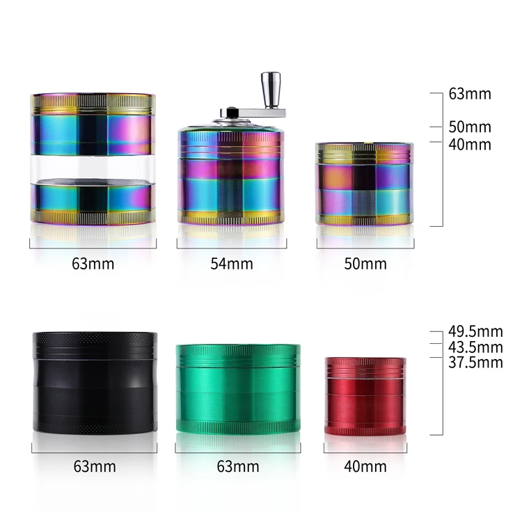 4 layers 63mm smoking Custom logo flower spices grinder mechanical custom Zinc alloy metal grinders