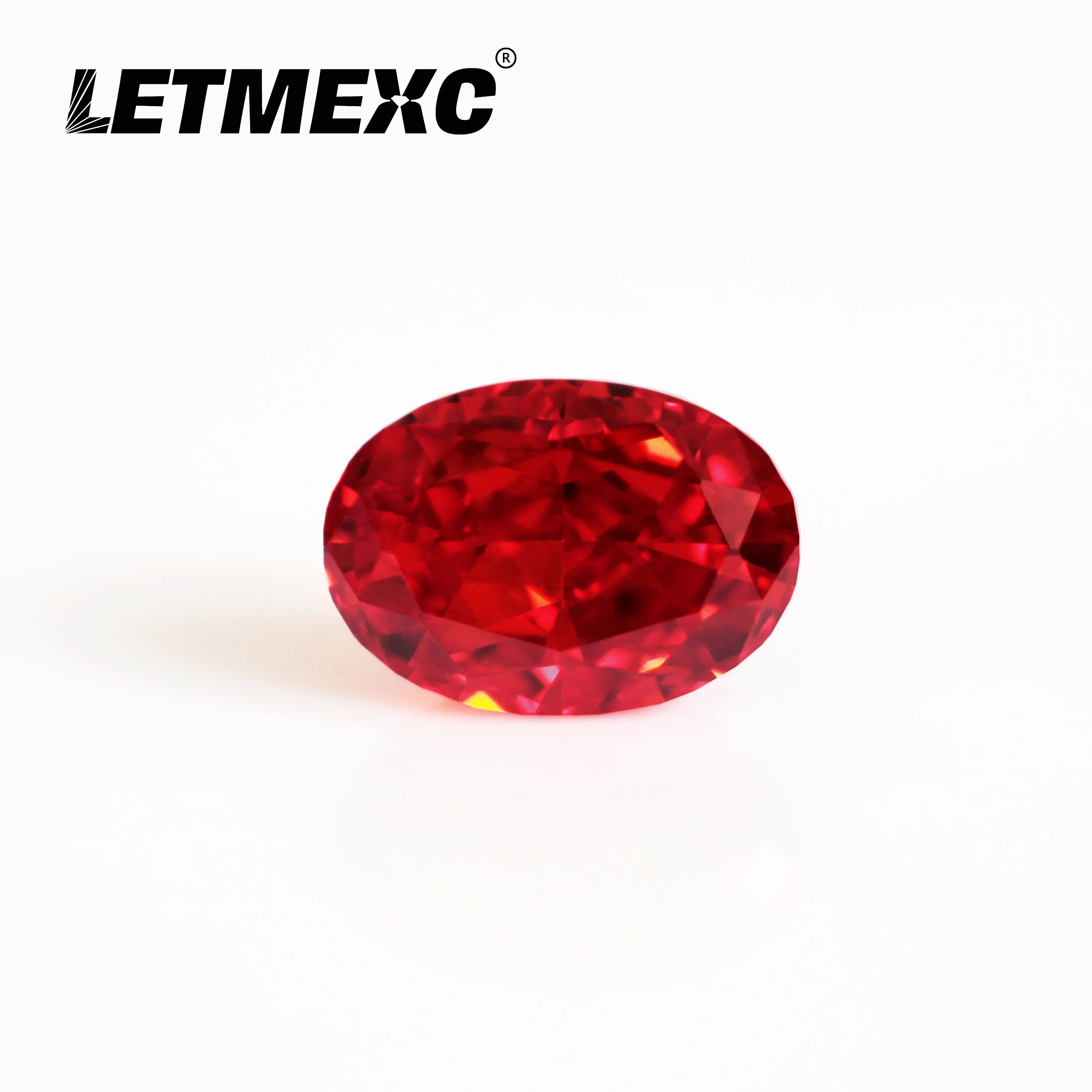 LETMEXC High Carbon Diamond New Cubic Zirconia Loose Stones CZ Gemstone 4K Oval Crushed Ice Cut Pomegranate Red Color