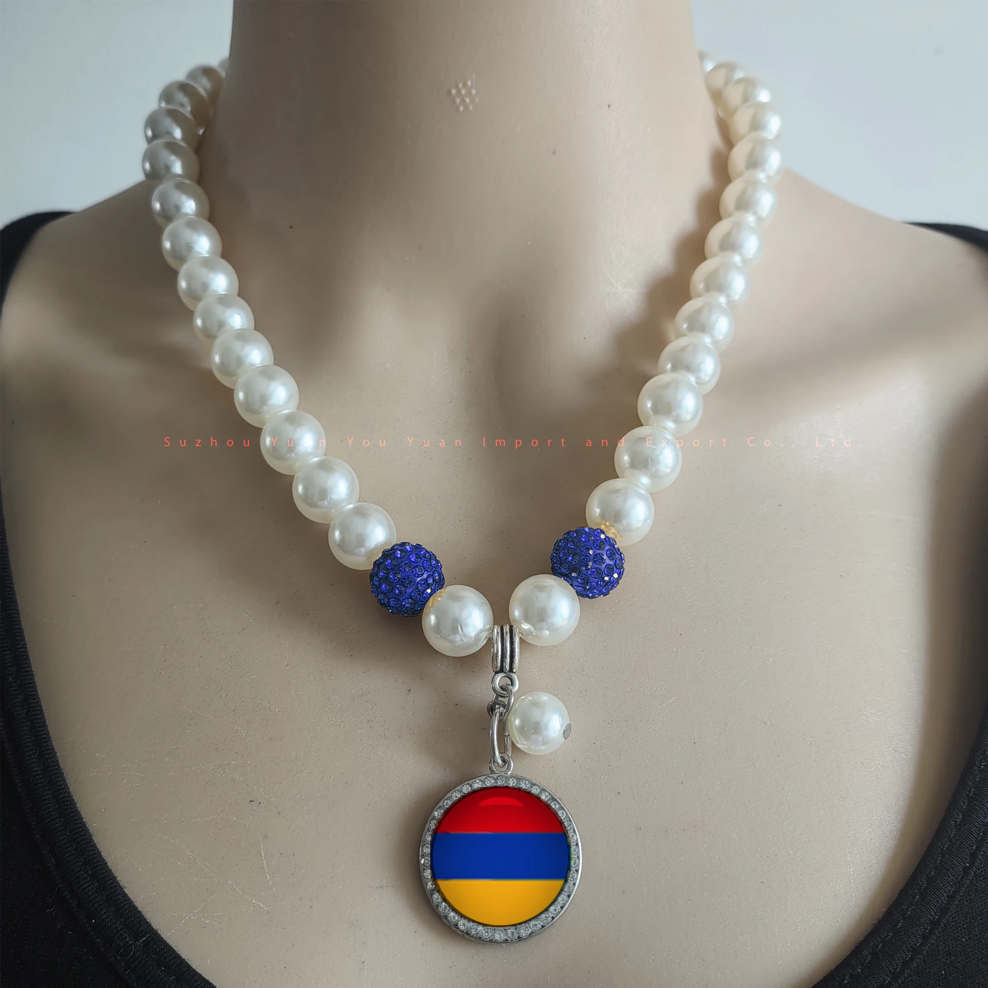 ARMENIA charm ABS pearls NECKLACE Greek Country Flag products Jewelry