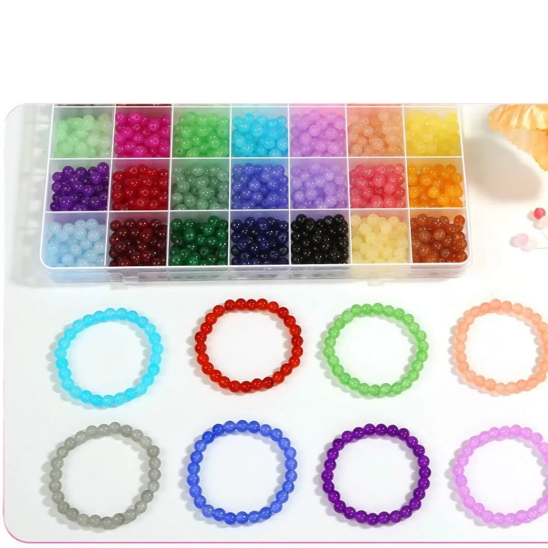 Hot Sale DIY Accessories 6mm Crystal Glass Jelly Double Beads Loose Seed Beads Ball Pattern Jewelry Making Made Silicone Stone
