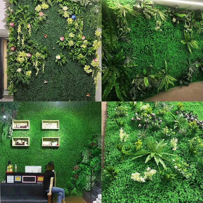 Vertical garden decoration artificial grass wall decor plastic foliage artificial green plant panel