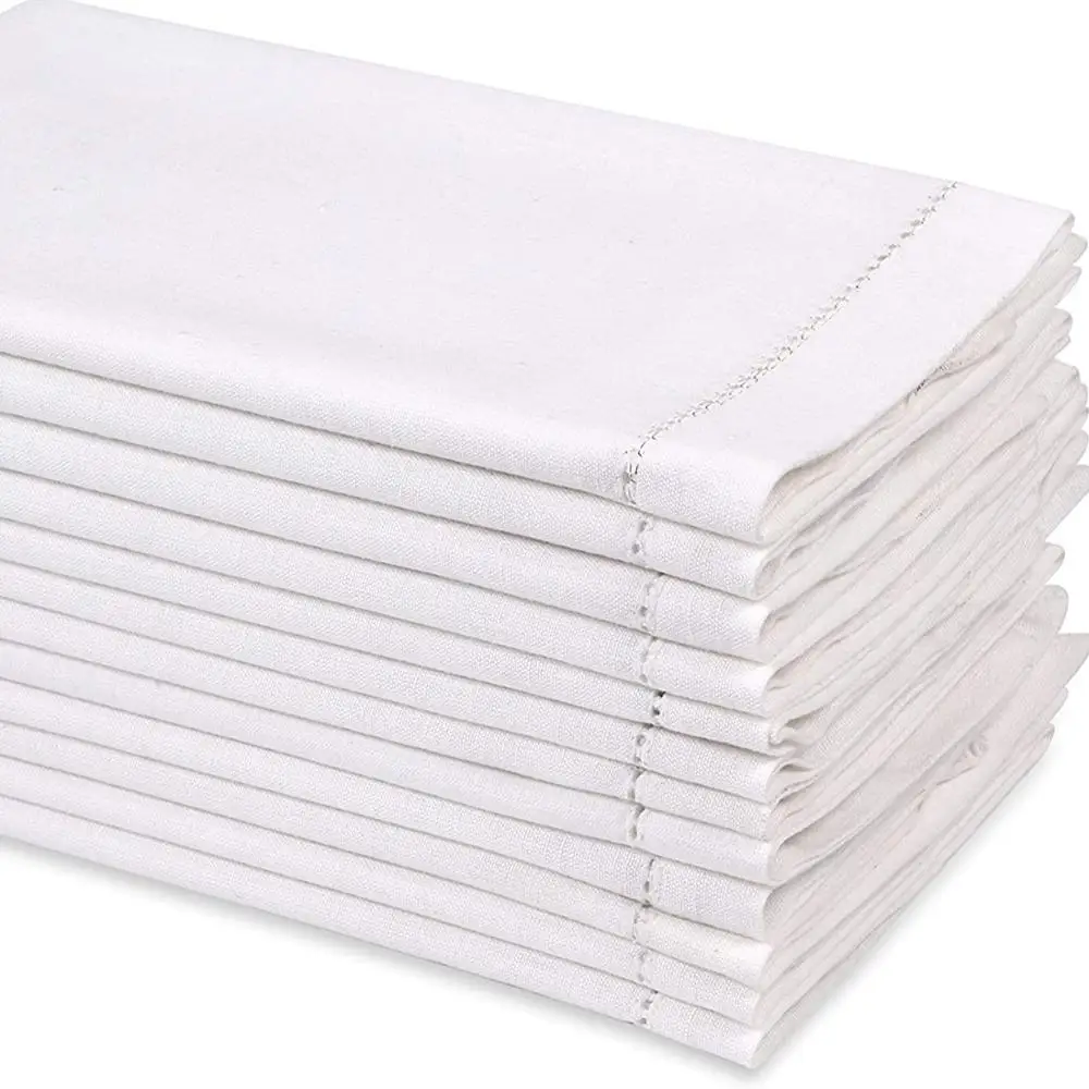  Столовые Салфетки из 100% чистого льна Hemstitch Европейский лен натуральная ткань машинная стирка
