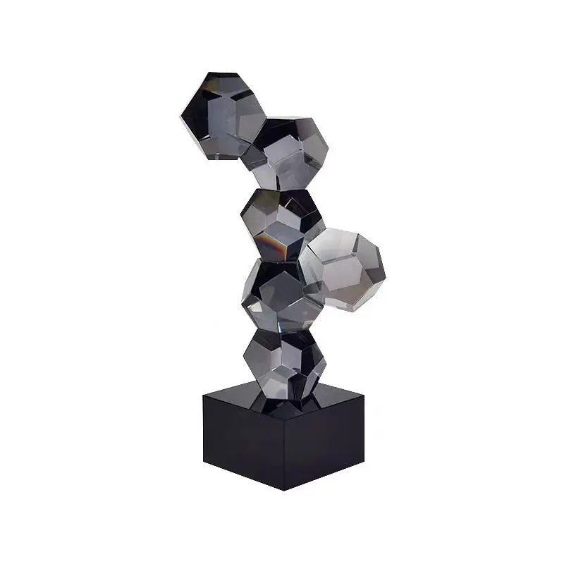 Luxury Acrylic square  Decorations Crystal Factory With Clear Base Crystal Green Cube Awards For Staff
