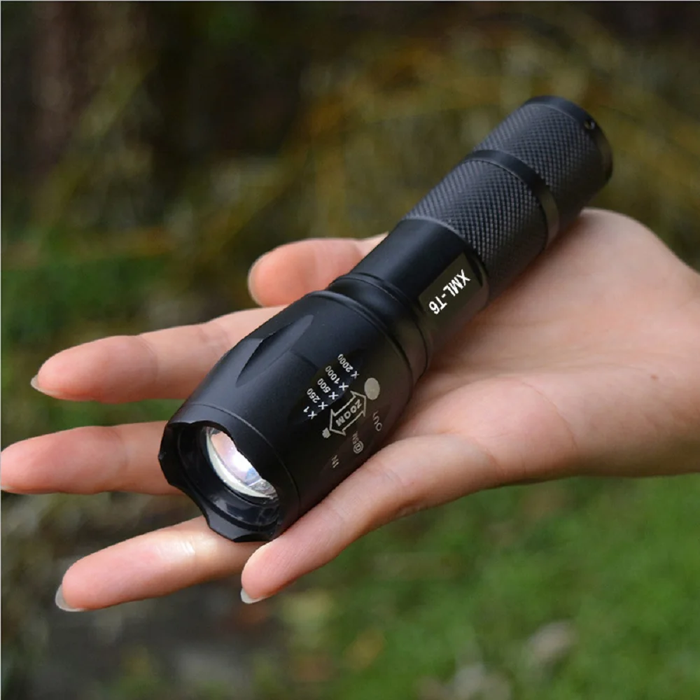 Waterproof rechargeable Black Aluminum Tactical Mini Flashlights Pocket Torch Light 10W Xml T6 Zoom Mini Led torch  Flashlight