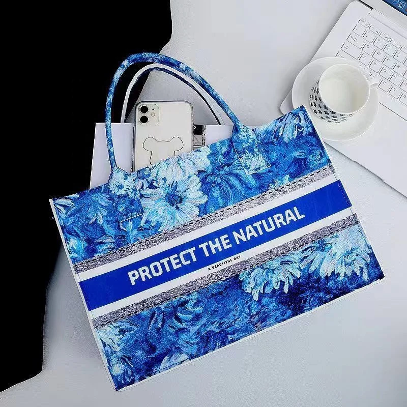 Factory Wholesale New Oil Paintinge Large Capacity Ladies Custom Felt Tote bag Women Handbag Gift Shopping Felt Bag