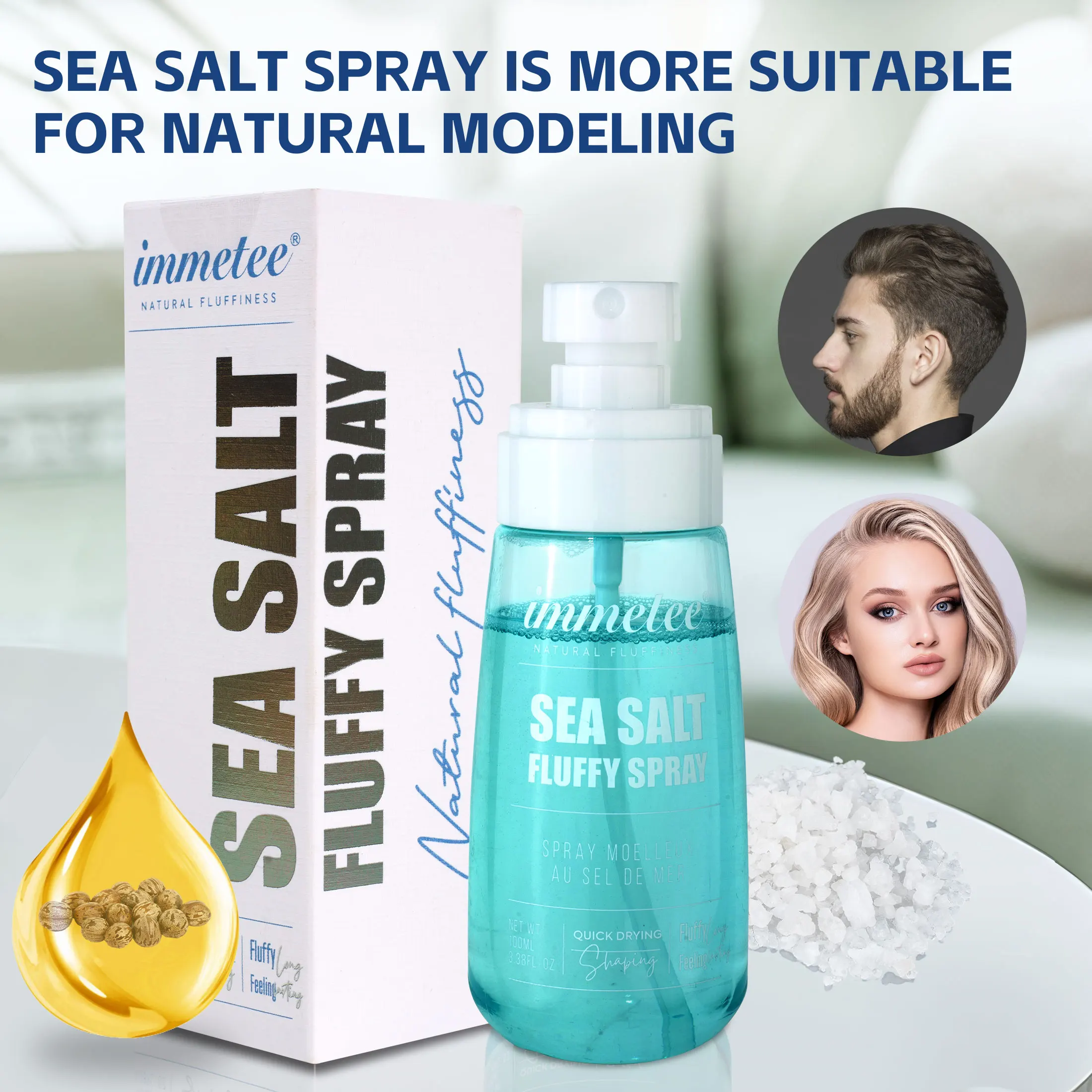 Sea Salt Texture Spray Private Label Custom Styling Texturizes Strong Hold Sea Salt Hair Spray For Men & Women
