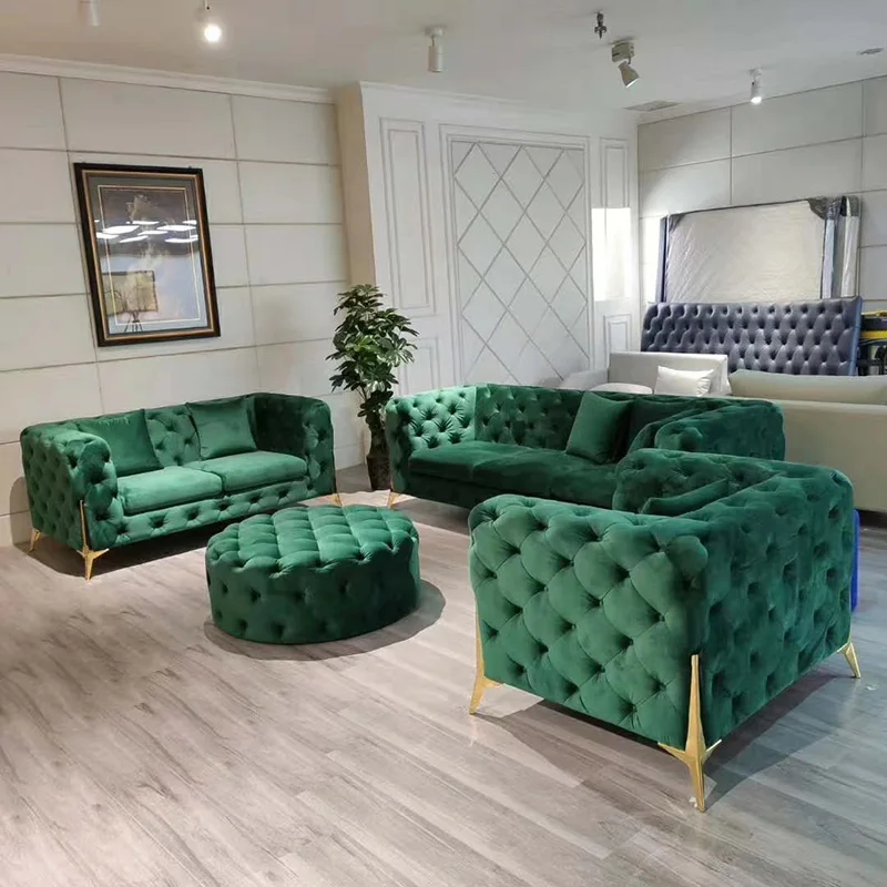 Роскошный кожаный диван chesterfield комплект офисного дивана 3 2 1 современный дизайн гостиной бархатный и для влюбленных