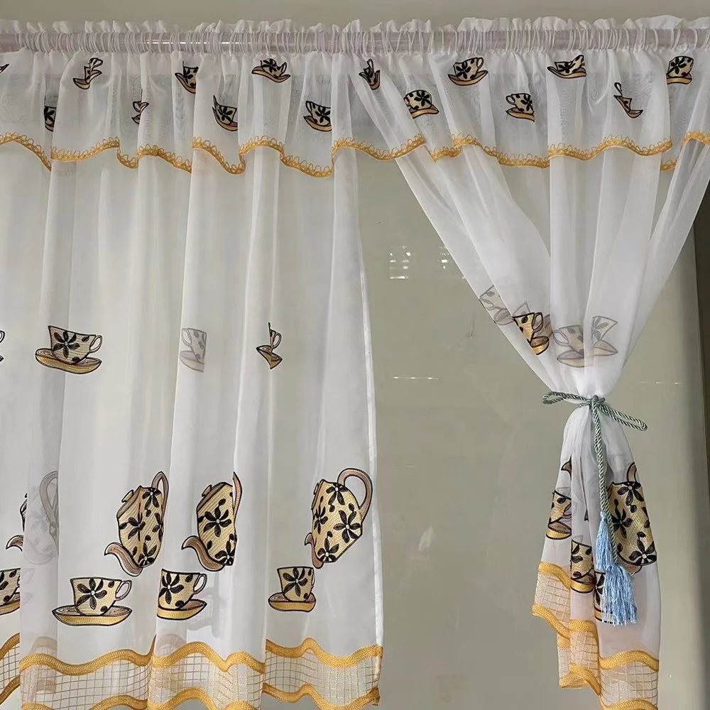 Hot Sale Professional Lower Price 3 Piece Kitchen Curtains Set Ready Made Colors