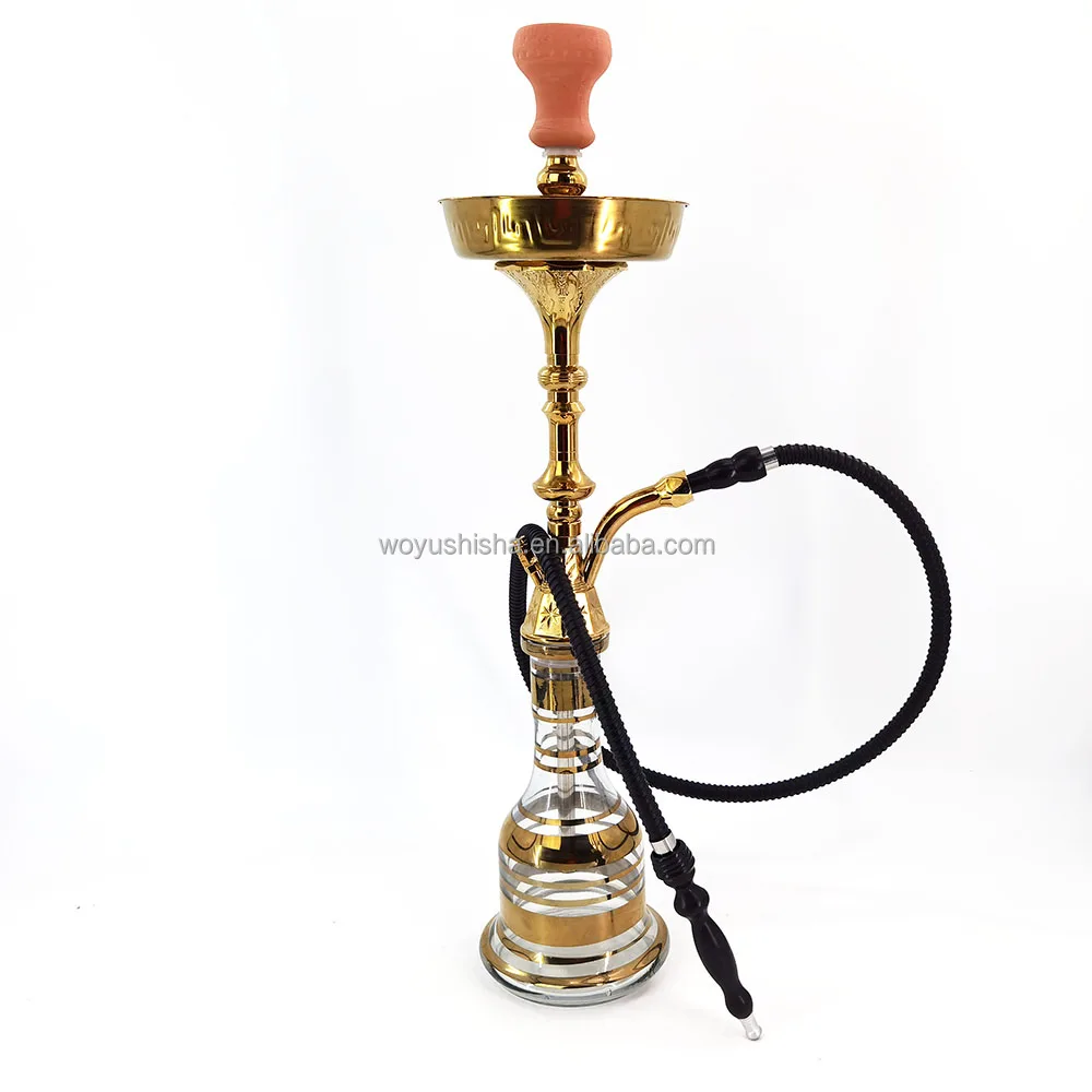 Arab Hookah for bar Lounge Text Bottle Striped Combination All Golden Bottle Zinc Alloy Shisha