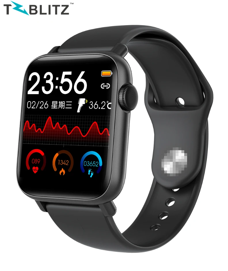 QS19 Smart Bracelet  Heart Rate  Blood Pressure  Body Temperature Monitoring  Full-touch Exercise Pedometer Smart Watch
