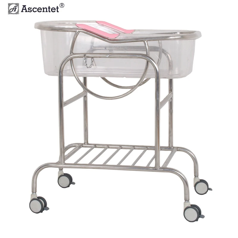 Stainless steel medical baby hospital crib newborn bed
