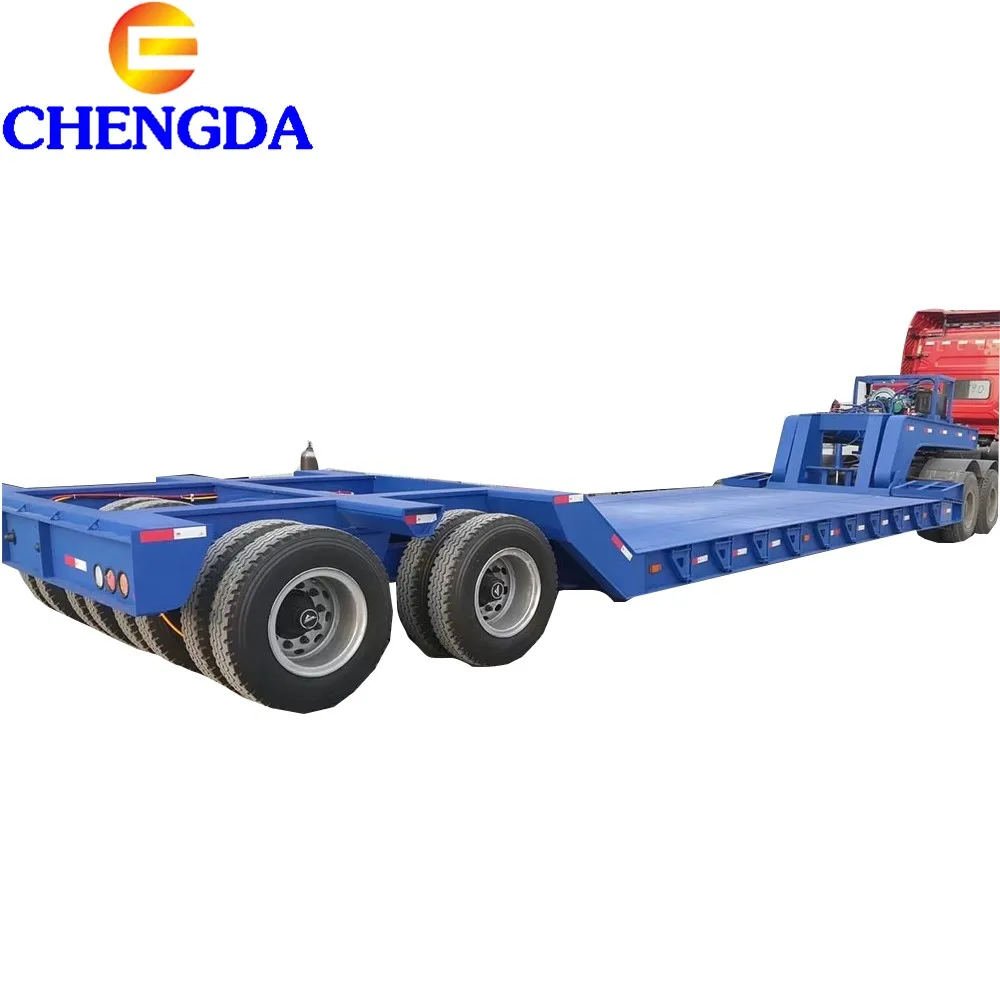 Heavy Duty 2 line 4 axles  80 -150 tons detachable lowbed low platform semi trailer for sale