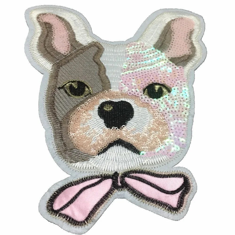 25 x 20cm Sequins Dog Patch Embroidery Patches for Clothes DIY Garment Accessories Big Motifs Sequin Fabric Sewing Appliques