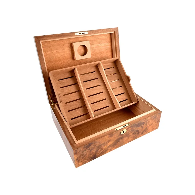 Wood Cigar Box Wholesale Price Custom Cigar Box With Digital Hygrometer Cigar Humidor
