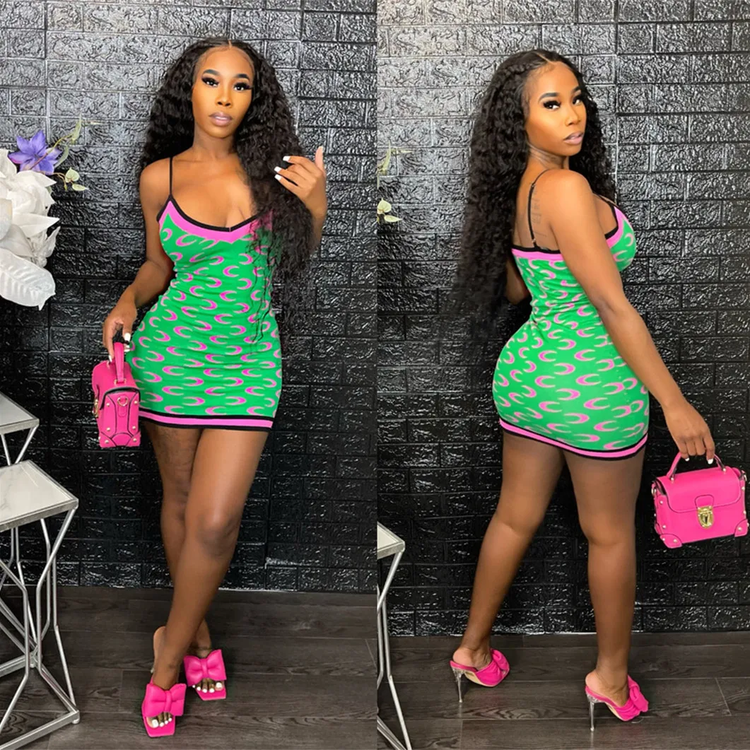 Knitted Summer Y2K Sun Dresses 2022 Strap Bodycon Club Spaghetti Tight Woman Fitting Mini Dress