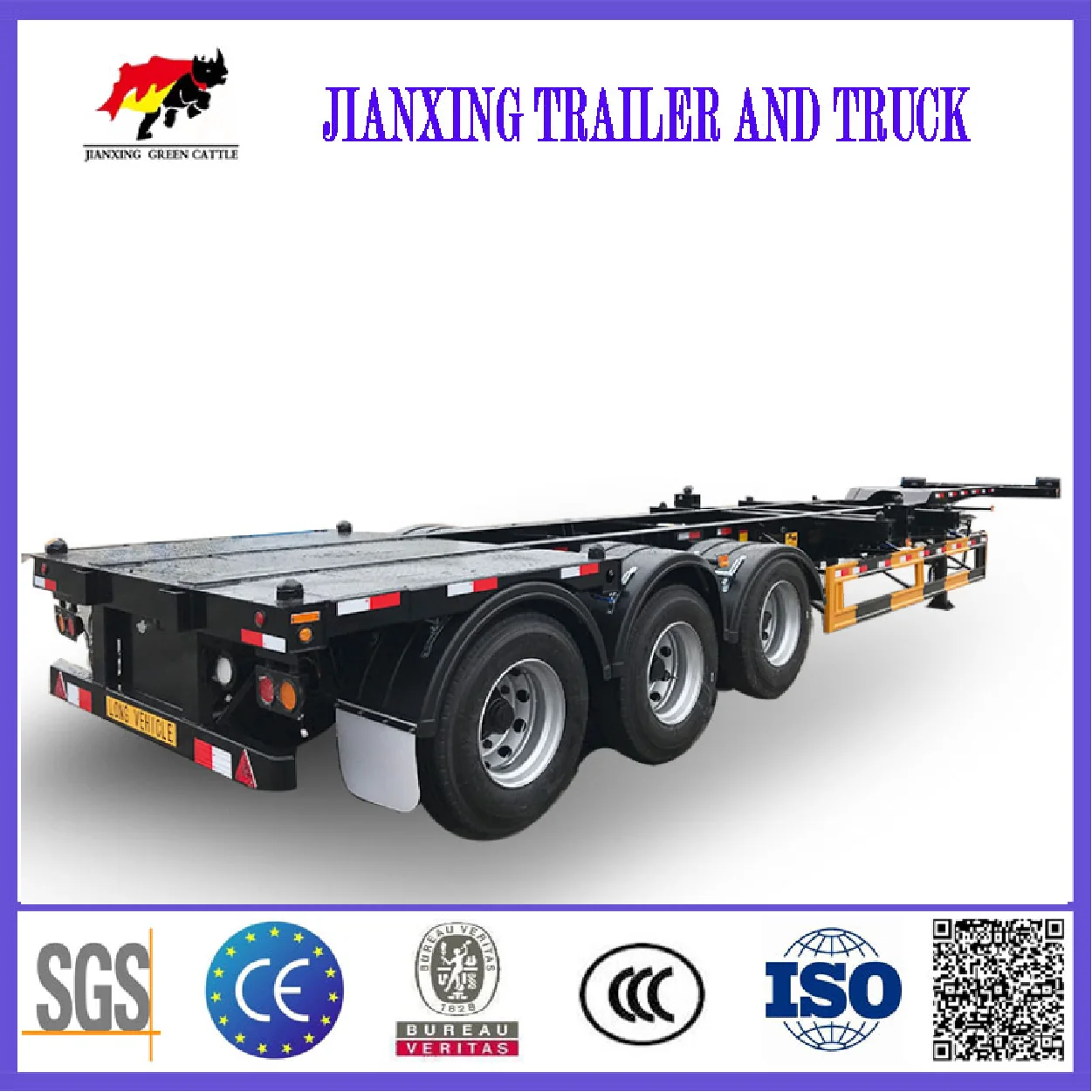 Industrial equipment heavy trailer  40 foot 20 foot 45 foot flat container truck transport semi-trailer