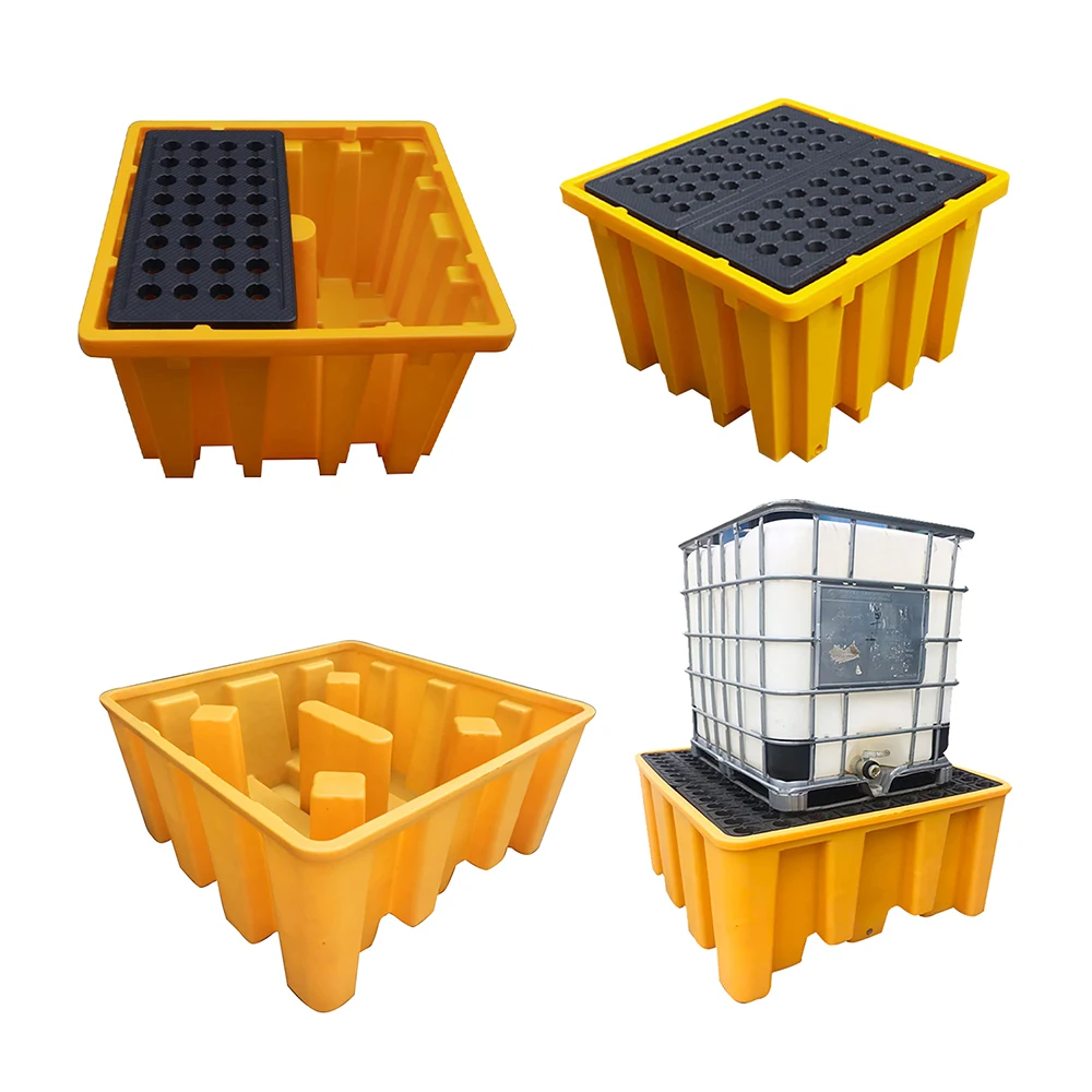 Оптовая продажа вилочный погрузчик IBC HDPE пластиковые поддоны для хранения разливов нефти химикатов