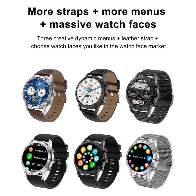 YTGEE 2023 DT70 KK70 1.39 inch Waterproof BT Call  Wireless Charge Stainless Steel Smart Watches for Men Sport Fitness Tracker