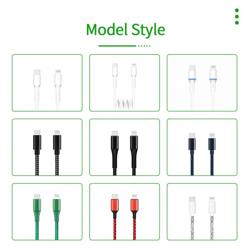 Customized Logo  3Ft 6Ft 10Ft MFi Certified Nylon Braided USB C To Lighting Cable Fast Charger Data Charging Cables For iPhone