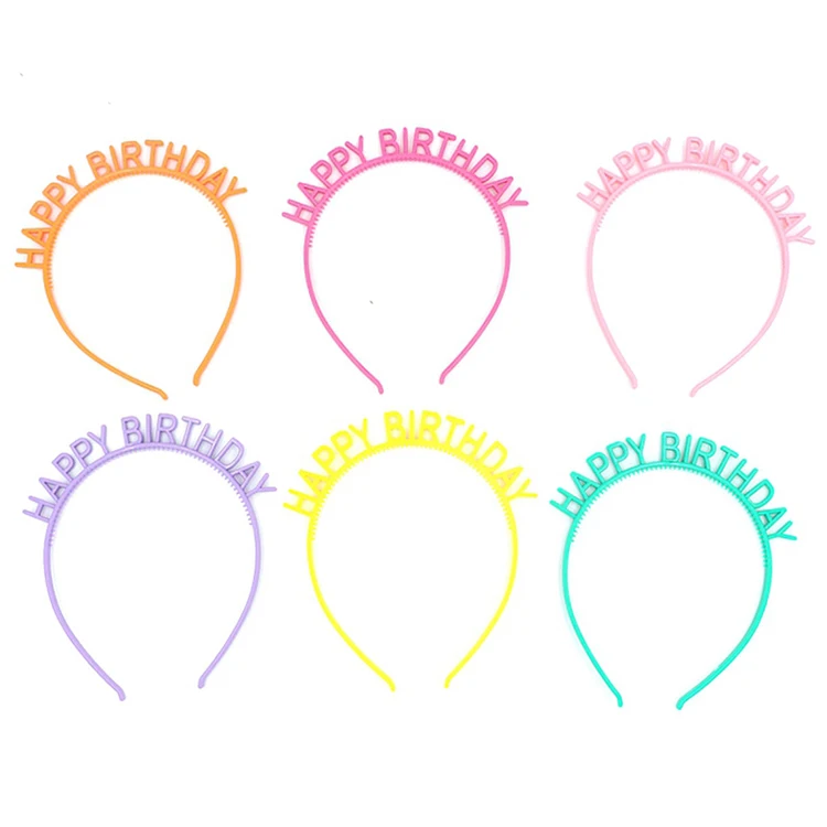 New style wedding party decoration wearing plastic headband happy birthday letter headband