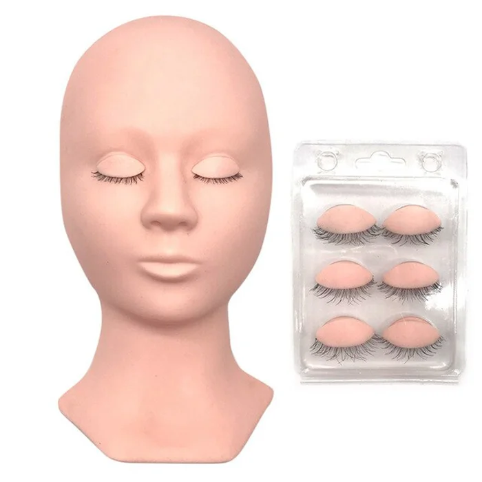 Lavalash Eyelash Extension Massage Mannequin Head of Makeup Practice Eye Facial Dummy Removable Eyelids Training Heads Model