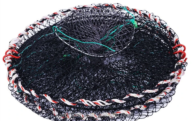 2024 Wholesale Spring Cage PE Nylon Net Folding Plastic Coated Fish Cage Shrimp Crab Lobster Trap