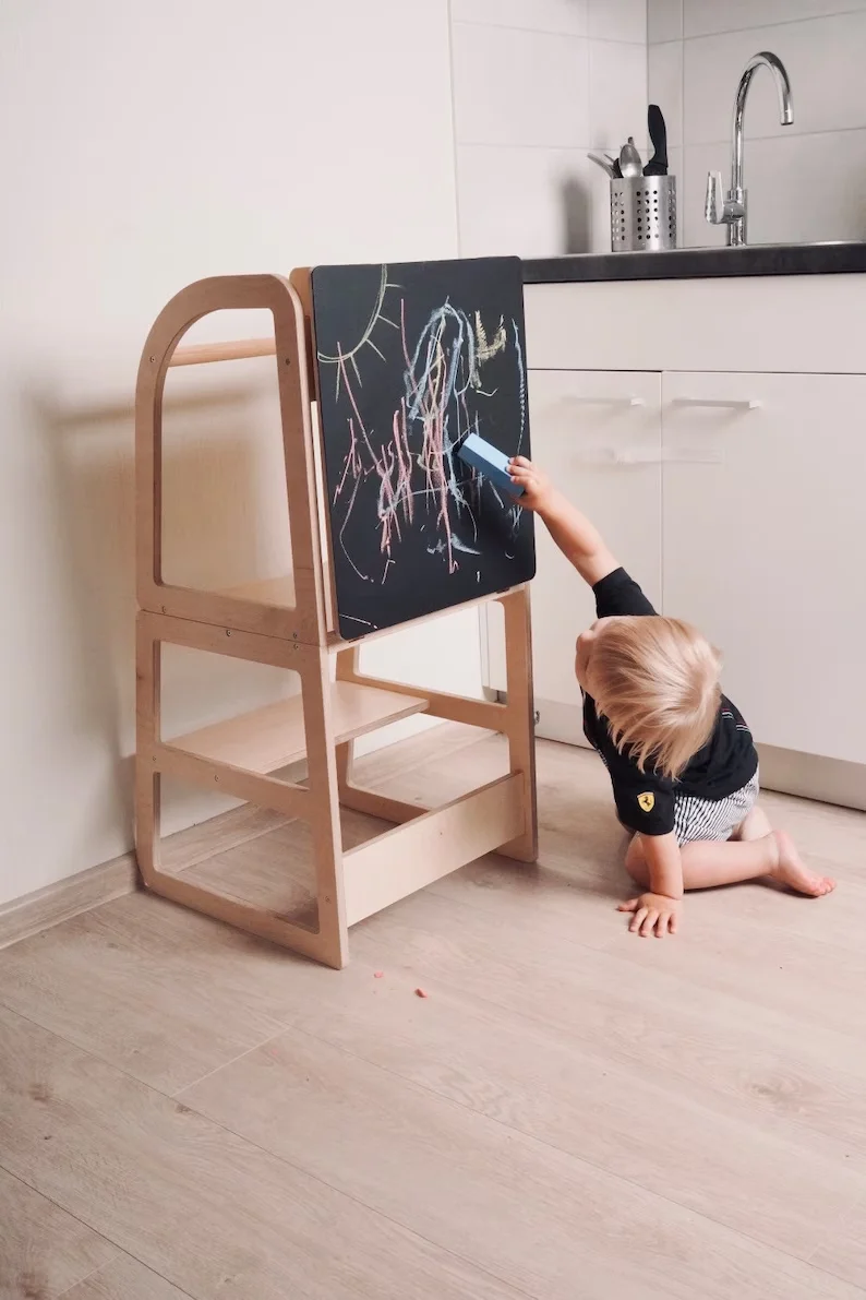 Wooden Learning Tower Foldable Simple Tower Step Stool Kitchen Helper Learning Tower High Chair For Kids