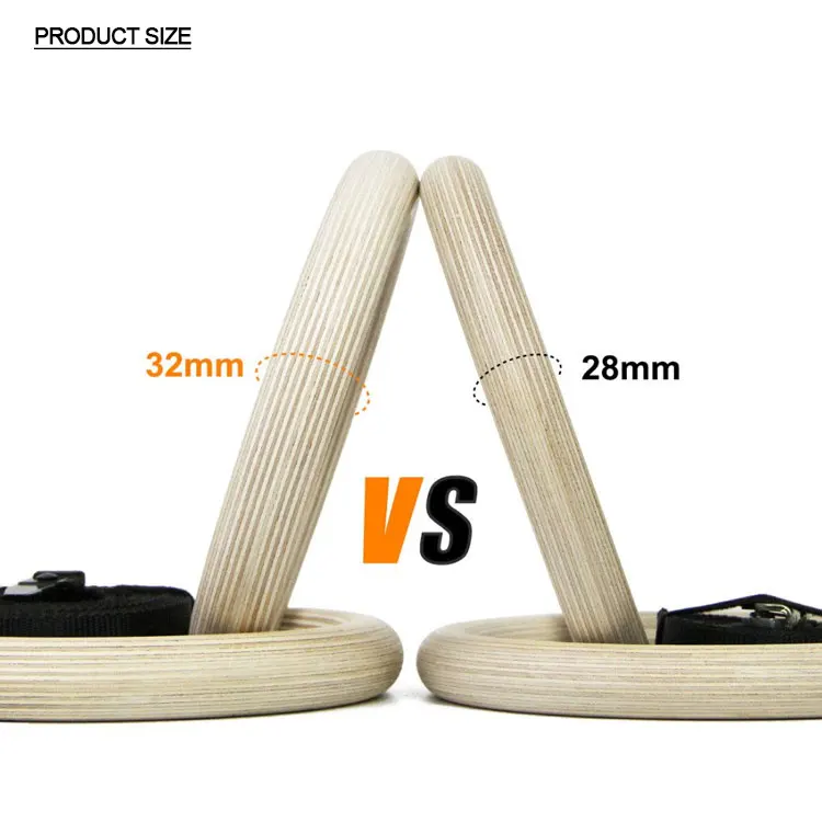 Outdoor Fitness Equipment Adjustable Strap Core Strength Exercise Gymnastic Wooden Gym Rings