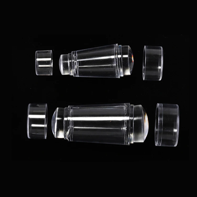 DIY Manicure Nail Art Tool 2 Sizes Double Head Transparent Stamp Manicure Tool Silicone Nail Art Stamper with Scraper