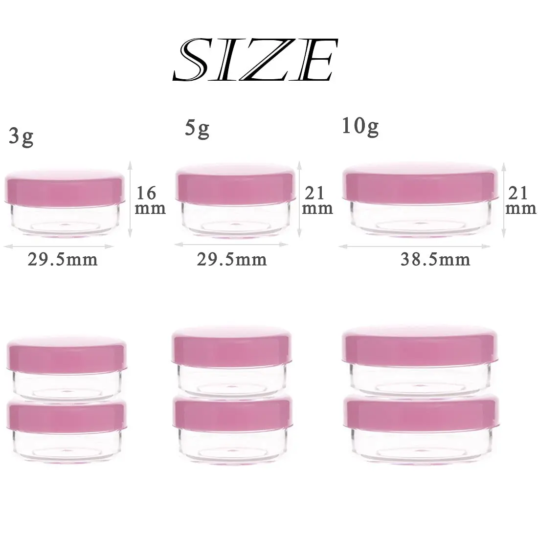 Tiny 3g clear Empty Container Plastic Cream Jar with pink Lid for Make Up Eye Shadow Nails Powder Paint Jewelry