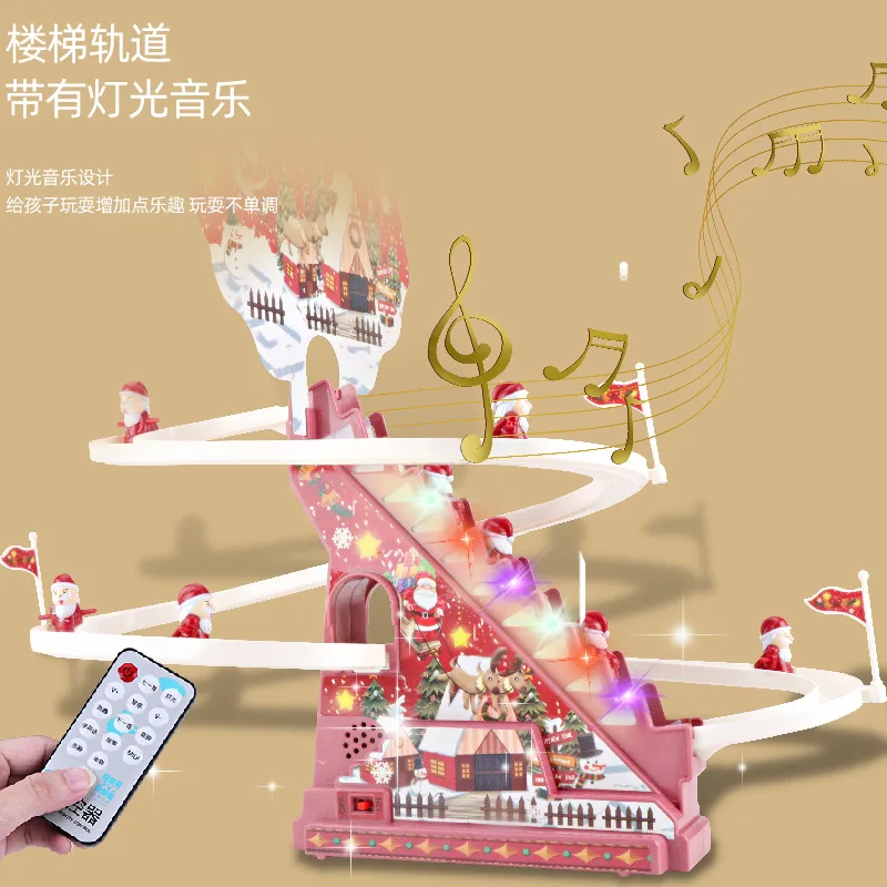 K2256 Children Santa Claus Climbing Stairs Electric Slides Track Toys Early Educational Toys Christmas Gifts For Boys Girls