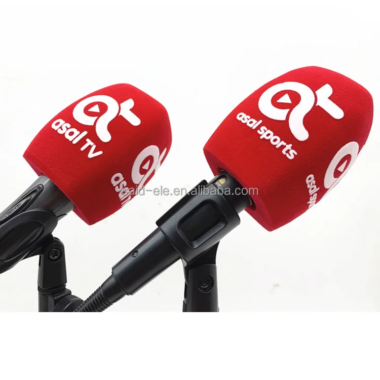 Somalia Asal Sports TV microphone foam windshields printed brand logo reporter mic flags
