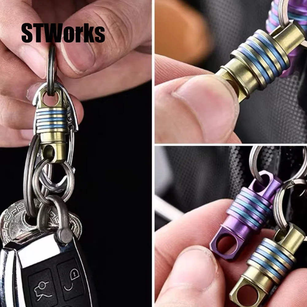 Titanium EDC tool carabiner key ring hook connecting buckle universal joint key chain