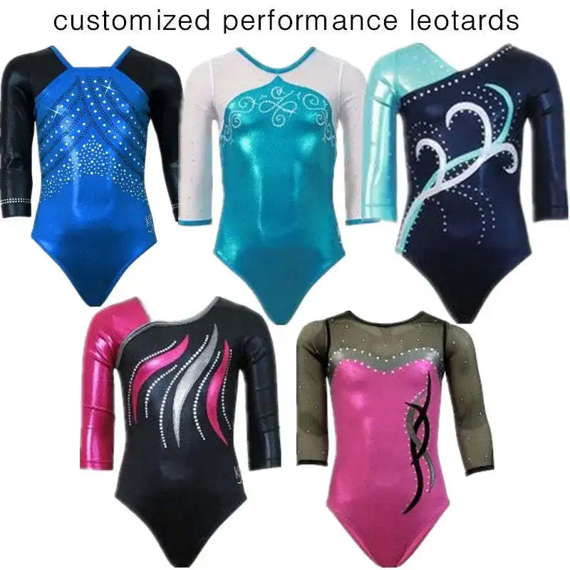 shiny rhythmic girl stage dance costumes ballet gymnastics competition leotards clothes Performance Wear Training Dancewear
