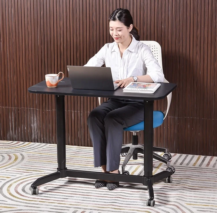 DJX ZL032 movable adjustable height easily pneumatic gas spring office laptop pc Gaming Stand Up desk with universal wheel