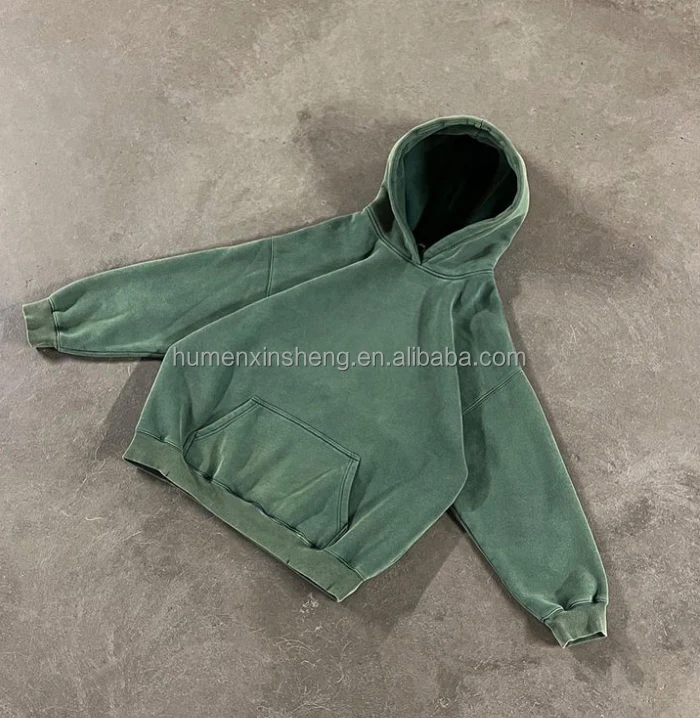 High quality custom blank mens heavy 100% cotton stone acid wash pullover sweatshirt essentials boxy cropped hoodies man