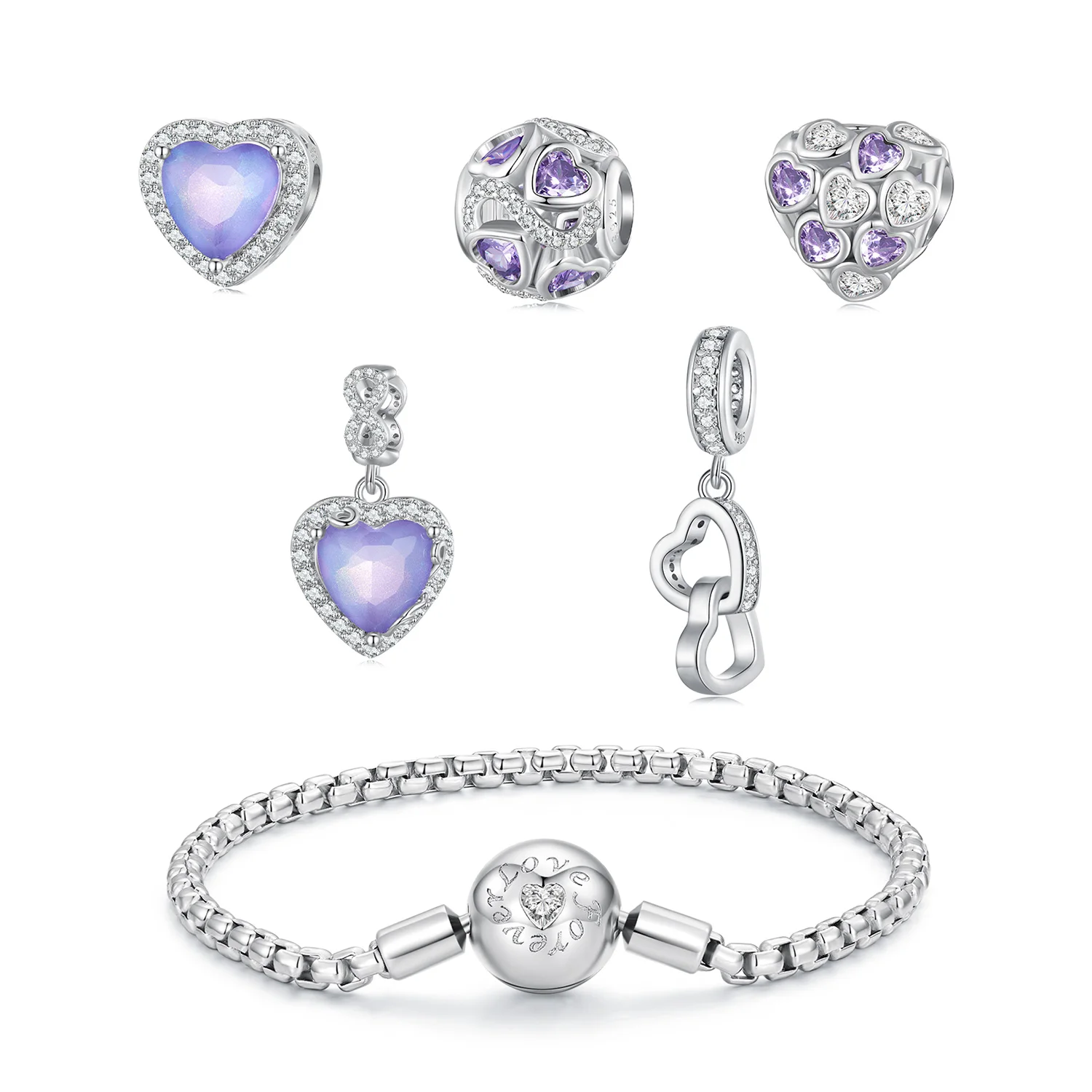 The new s925 sterling silver love infinite basic bracelet simple and personalized lettering can be worn alone beaded bracelet