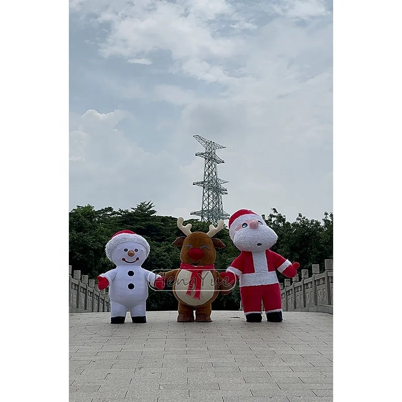 Hengyue Inflatable Santa Claus Snowman Reindeer Mascot Costume Stage Performance Christmas Moving Inflatable EIK Costumes