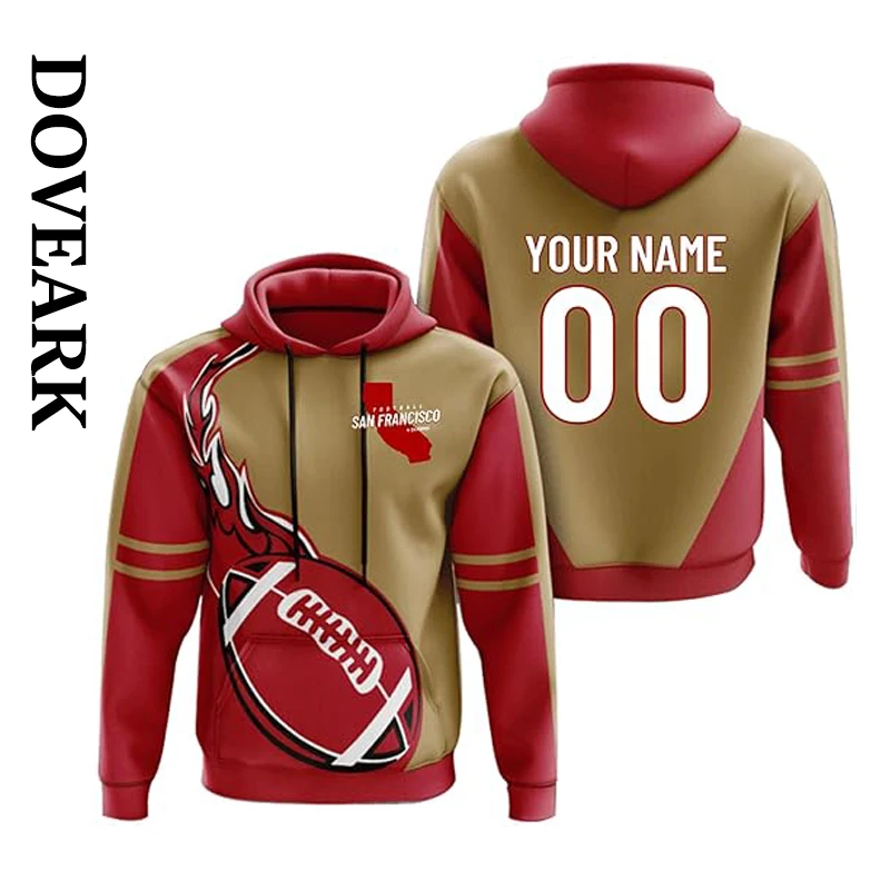 DOVEARK OEM/ODM Customize USA Size Nfl Football Teams Los Angeles City Color Sport Wear Top Clothing Pullover Hooded Sweatshirt