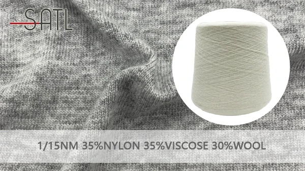 Oem Manufacturing 1/15nm 35% Nylon 35% Viscose 30% Wool Mule Spun Blended Yarn For Knitting