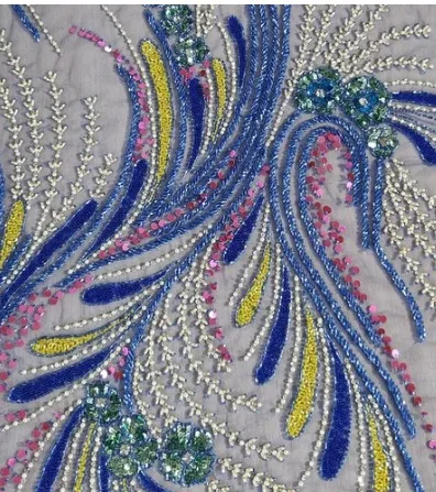 Hot Selling tule net Hand Beaded Fabrics Embroidery Beaded Lace Fabric Multicolor Polyester And Cotton Fabric with Bead