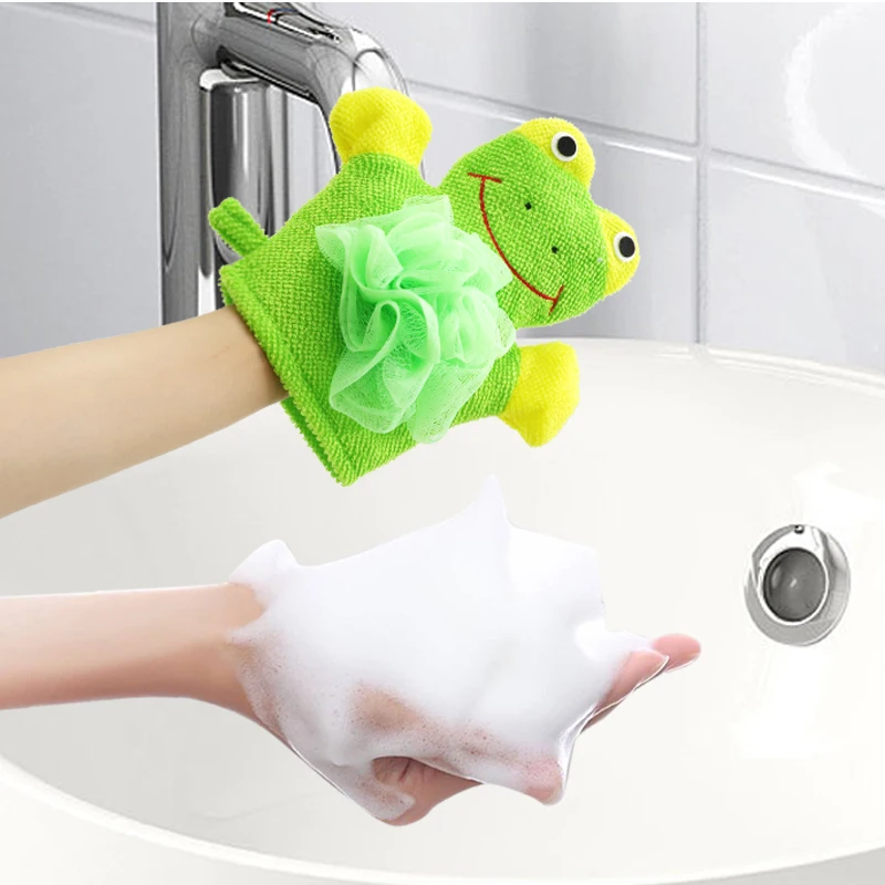 4pcs Cartoon Kid Bath Glove Safe Children Bath Glove Bath Scrubber Glove