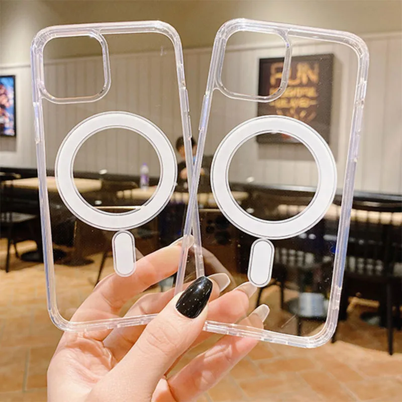 Прозрачный Магнитный чехол для телефона с беспроводным зарядным устройством для Magsafe samsung S22 ultra S22 Plus