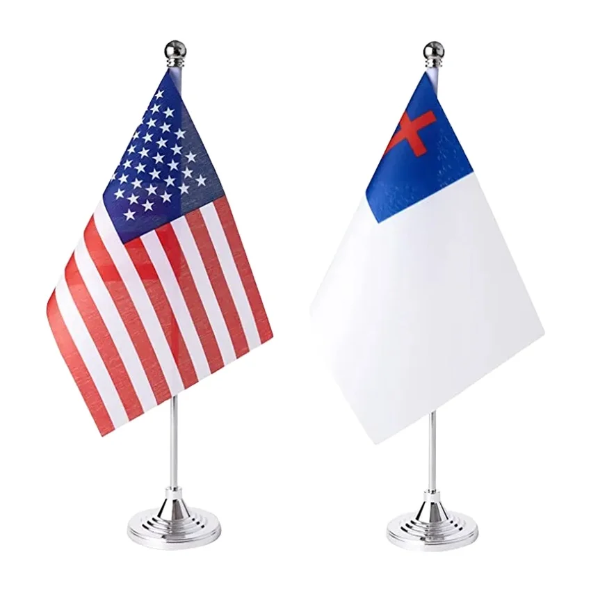 Custom Mini Table Flag Small Desk Flags Vivid Color Table Flag with Stand