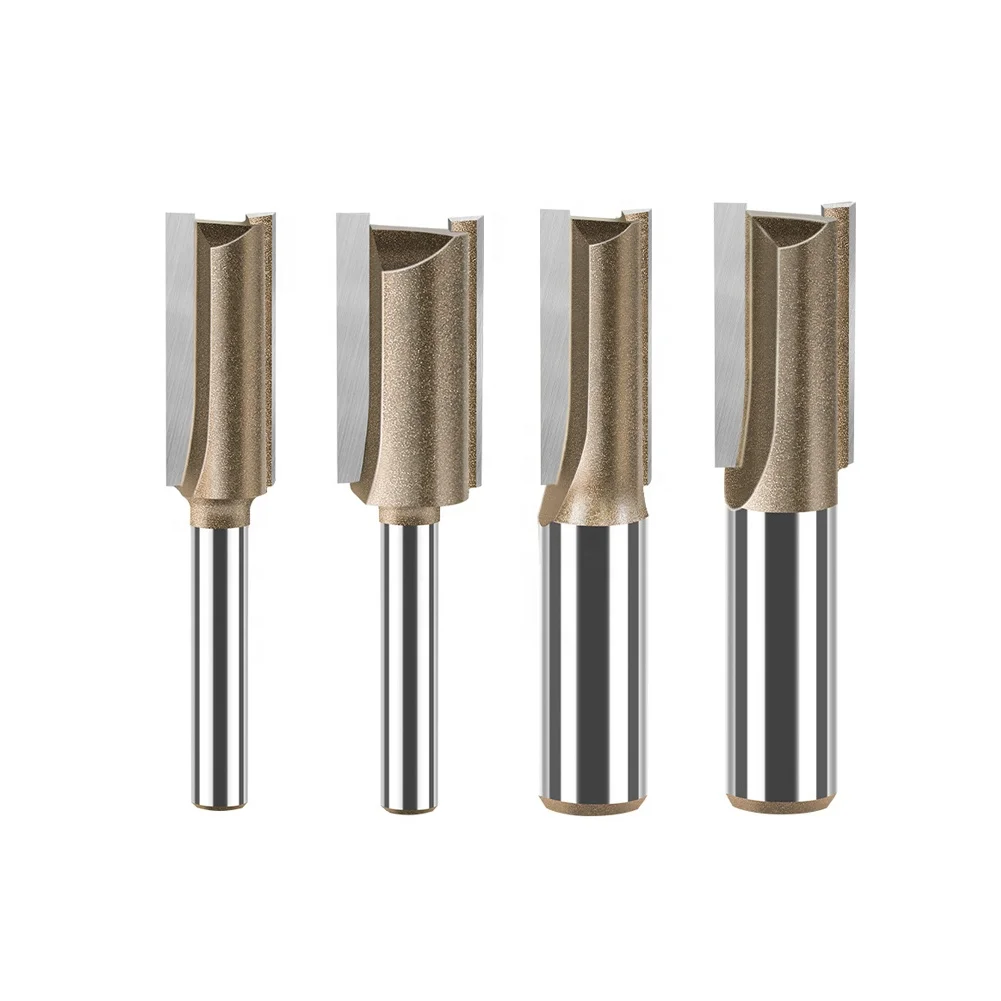 Tungsten steel Double Flute Hard Carbide Straight Cut Wood Router Bit Set for Create Groove dado or Hollow