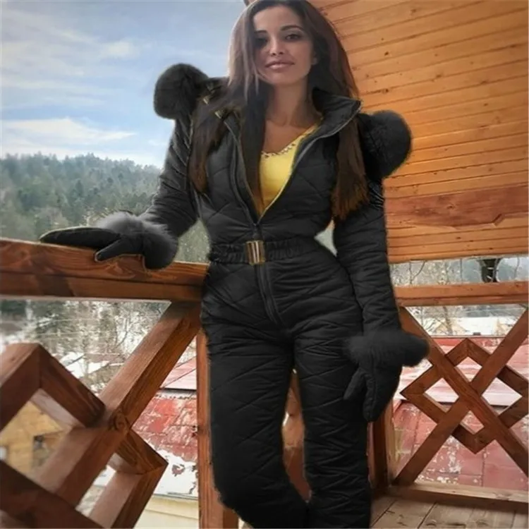 wholesale women winter ski wear jumpsuit ladies rainbow warm onesie ski suit